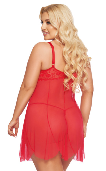 Ночная сорочка и стринги SoftLine Collection Carla, красный, XXXL